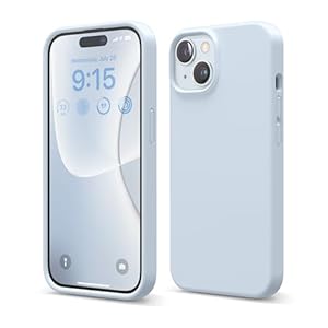 elago Liquid Silicone Hoesje Compatibel met iPhone 15 Case, Premium Siliconen, Full Body Beschermhoes [4 Lagen Schokbestendige Structuur], Anti-Kras Zachte Microvezel Voering (Licht Blauw)
