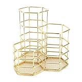 Kosmetischer Organizer Schminktisch aus Schmiedeeisen, Aufbewahrungseimer, Lippenstift, Augenbrauenstift, Aufbewahrungsbox, B&uuml;rstenaufbewahrung, Desktop-B&uuml;ro-Aufbewahrung Aufbewahrungsbeh&auml;lter f&uuml;r Kos