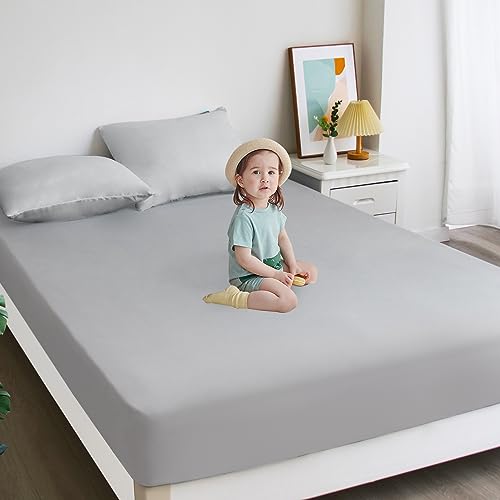 Biloban Twin XL Fitted Sheet 2 Pack, Twin Extra Long Fitted Sheets Only with Deep Pocket up to 14", Bottom Sheet, Shrinkage & Stain Resistant Bed Sheets, Grey by Biloban - Image 6
