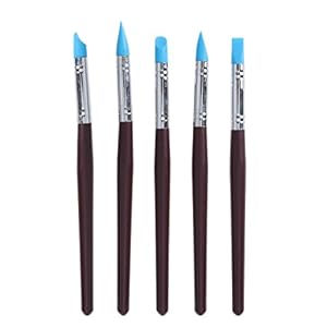Bestonzon 5pcs Schilderkwastenset Siliconen penseel voor schilderen Fluid Clay Moulding (donkerrood)