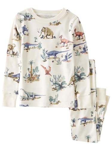 little planet by carter's Baby 2-Piece Pajamas Made with Organic Cotton, Beige Prehistoric Print, 2T