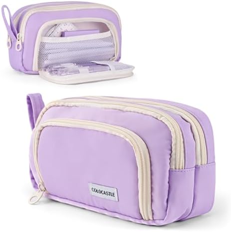 COLOCASTLE Federmäppchen Mäppchen mit 3 Fächer Federtasche große Kapazität Federmappe Mädchen Junge Teenager Erwachsene Schlamppermäppchen Pencil Case mit Tragegriff für Schule Bür