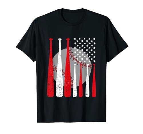 Camiseta gráfica de béisbol con bandera de béisbol americana Camiseta