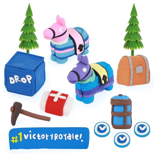 TUMEYET 13Pcs Video Game Cake Toppers,Handmade Soft Clay Llama Battle