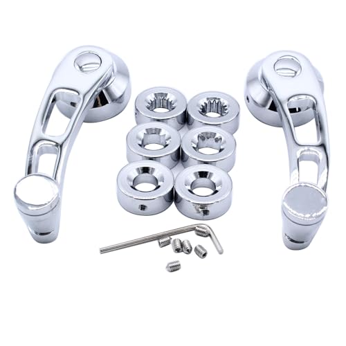 GSKMOTOR Chrome Window Crank Handle Billet Aluminum 4 1/4 Window Crank Handle Pair Fits for Hot Rod Chevy Ford C-hrysler