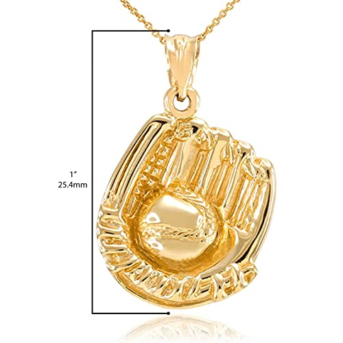Sports Charms 10K Yellow Gold Baseball Or Softball Glove & Ball Charm Pendant #TOP27