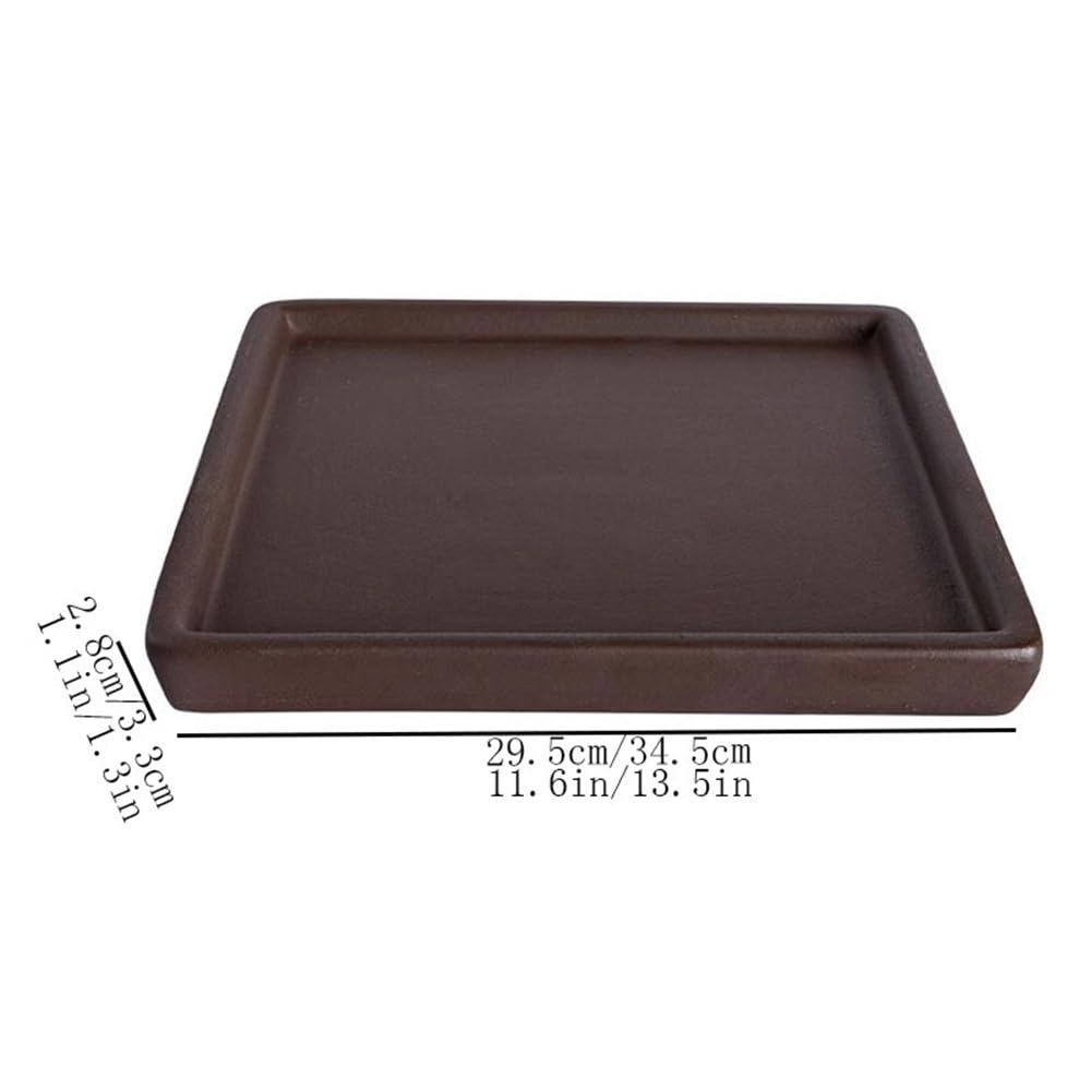 Bandejas para Plantas Platillo Cuadrado de Arena Morada for Plantas, Bandeja Goteo cerámica for Escritorio, Sala Estar, balcón para Macetas(Grande)