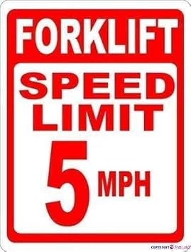 Warning plaque Metal Tin Forklift Speed Limit 5 Mph Warehouse Safety Metal Aluminum For Wall Art 12x16 Inch Office Signs Outdoor & Indoor Sign
