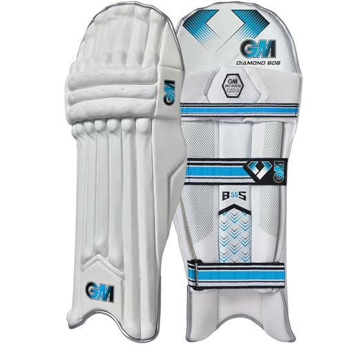 GM | Cricket Batting Pads | Ben Stokes Diamond 606 | Traditional Cotton & Cane | Junior Left Handed | Approx 1.39 kg per Pair | 1 Pair | White | Gunn & Moore