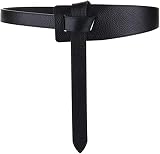 Polkar Women's Leather Belt Dress Belt Coat Fashion Tie Waist Belt Waistband for Dresses Coats (Blac