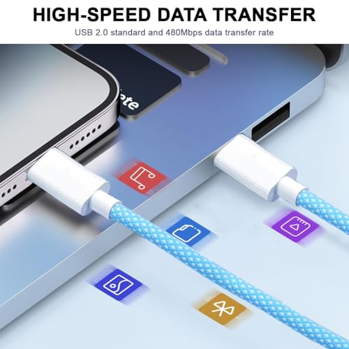 Image of Verilux PD 240W Magnetic Type C Cable Fast Charging, 3.3FT Nylon C Type Charger Cable, 480Mbps Data Cable C Type Fast Charging for iPhone 17 /17 Pro /17 Pro Max /16 /15, Galaxy S25 /S24, MacBook