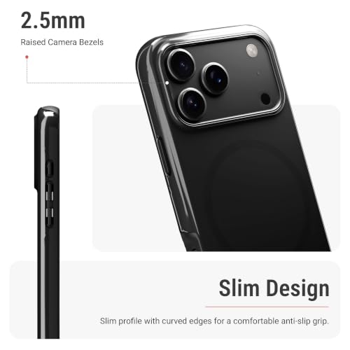 Image of DailyObjects Enamel Bumper MagSafe Case for iPhone 17 Pro Max Compatible with Mag-Safe Wireless Charging | Black Hybrid Magnetic Back Cover