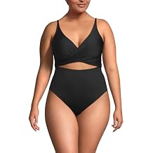 Lands End Womens Wrap Monokini High Leg One Piece Swimsuit