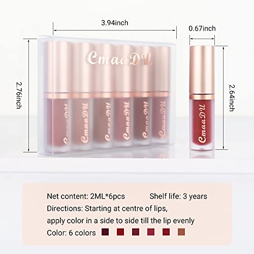 Evpct 6Pcs Dark Deep Red Purple Brown Mauve Silky Velvet Matte Liquid Lipstick Lip Gloss Set For Women Long Lasting 24 Hours Color Stay Lipstick Labiales Matte Larga Duracion Mate 24 Horas Originales #TOP5