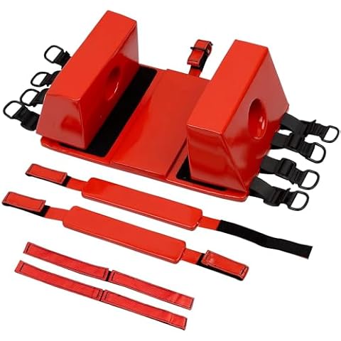 Beiruoyu Spine Board Head Immobilizer for Backboard - Re-usable, Lightweight, Portable, Adjustable Straps, and Universal Fit - Red Cover