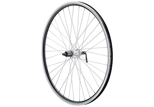 Vuelta 26 Zoll Fahrrad Laufrad Hinterrad Reflex Hohlkammerfelge schwarz Shimano FHTX500QR Silber für V-Brakes/Felgenbremse NIRO Silber Cover