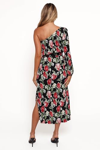 Image of Petal & Pup Women's Pontee One Shoulder Pleated Midi Dress
