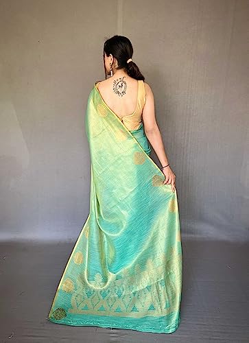 Image of Panzora Women's Tissue Silk Jacquard Weaving Saree With Unstitched Blouse Piece