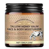 KGHWE Beef Tallow for Skin, Beef Tallow for Face, Tallow and Honey Balm for Face With Raw Honey and Beeswax, Grass-Fed Beef Tallow Moisturizer for Dry Skin, Body and Chapped Hands, 4.23 Oz