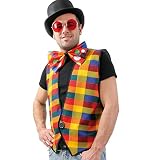 KarnevalsTeufel Weste Karo, Herrenkostüm, 1-TLG. Weste, Clownkostüm, Karneval Fasching (56)