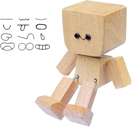 shaking wooden man car ornaments，little wooden figure that sways car ornaments for dashboard Leg Shaker Doll Ornament Set Contains 12 Fun Accessories Image Decorate Life