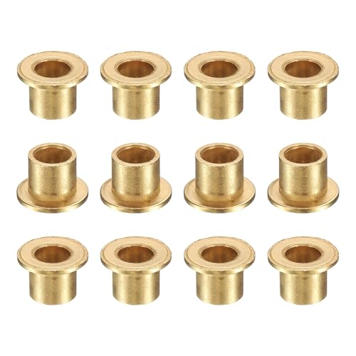 uxcell 12Pcs Flange Sleeve Bearings, 6mm Bore x 8mm OD x 8mm Length, Self-Lubricating Sintered Bronze Bushings