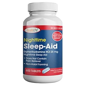 Health Pharma Nighttime Sleep-Aid, Diphenhydramine HCL Caplets, 25 mg (Blue), 600 Count