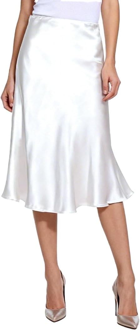 Xintianji Women's Satin High Waist Slik Cocktail Party Midi Skirt
