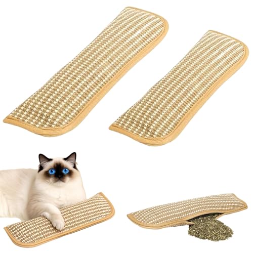 CHENRI 2PCS Catnip Kicker Pillow, Teeth Cleaning Catnip Pillows for Cats, Dual Hemp Rope Cat Chew Toys, Cat Toys Pillows, Hemp Rope Cat Catnip Toy for Indoor Cats (S+L)