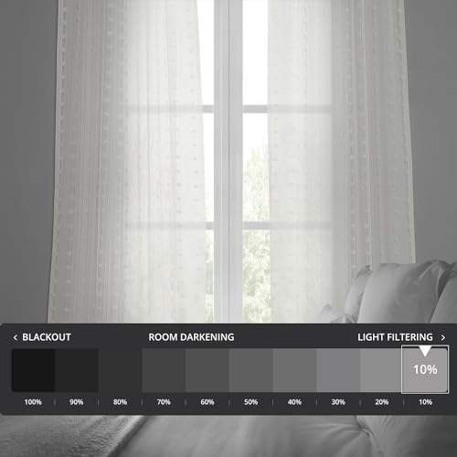 HPD Half Price Drapes SHCH-119-120 Patterned Faux Linen Sheer Curtain (1 Panel), 50 X 120, Strasbourg Dot - Image 2