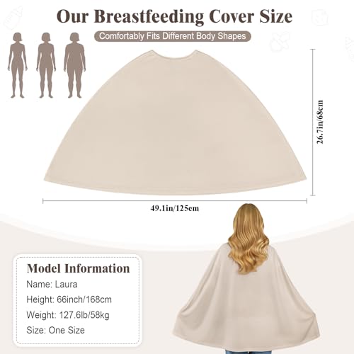 Basumee Nursing Cover for Breastfeeding Full Privacy Soft Breathable Mesh Breastfeeding Cover Multi-Use Breast Feeding Covers for Women Moms Baby Feeding Privacy Nursing Covers, Oatmeal