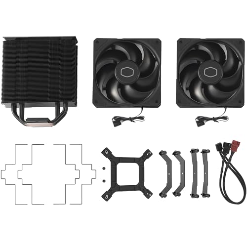 Image of Cooler Master Hyper 212 Black X Duo CPU Air Cooler - Dual SickleFlow 120 Edge Fans, Aluminium Finish, 4 Compact Continuous Direct Contact Heat Pipes, LGA 1200 /1700 & AM4 /AM5 Socket Supported - Black