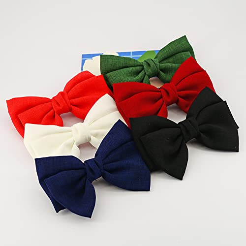 6 Pack Solid Color 5.2'' Bow Clips Women Hair Barrettes Hair Accessories #TOP5