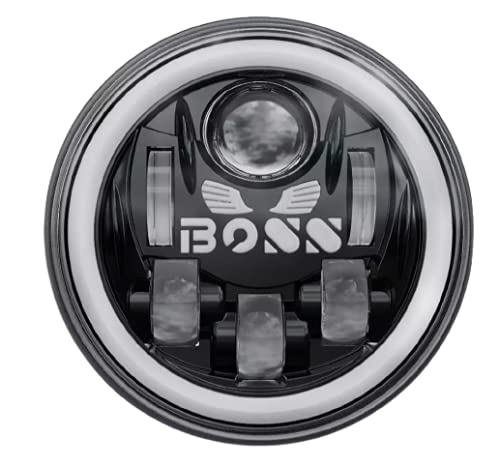 Image of Smart Led 7 inch Boss Wing Headlight | 75-90W | High /Low + Drl Beam Led Headlight (Original) Compatible With Royal Enfield, Thar, Gypsy