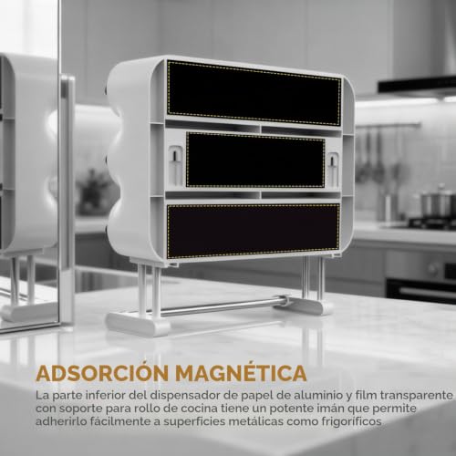 Miniatura 5 de Portarrollos Papel Cocina,Portarollos Cocina,Dispensador Papel Aluminio Y Film,Para Papel De Cocina, De Aluminio, Film Y Bolsas Para Congelar, Soporte De Pared