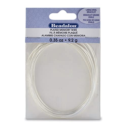 Image of Beadalon Carbon Steel Memory Wire, Round, Large Oval Bracelet, Silver Plated, 0.35 oz, Approx. 20 coils
