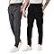 TEX2FIT 2-Pack Men's Active Fleece Joggers with Side Pockets, Jogging Pants (2pcs Set) (Black, Charcoal Heather, X-Large)