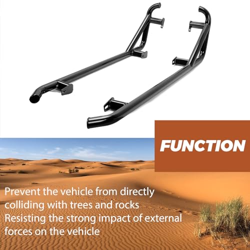 ECOTRIC Black Nerf Bars Rock Sliders Compatible with 2014-2023 Polaris RZR XP 1000/ Turbo/Turbo S, RZR 900/900 XC/S 900/ S 1000 (2 Doors) Left & Right Side Steps - 2 Seater by ECOTRIC - Image 6
