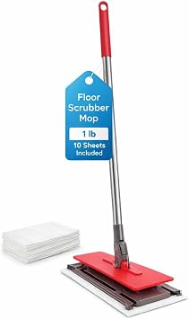 Mopplex Floor Scrubber With Easy Sheet Attachment, Includes 10 Disposable Sheets, Efficient Cleaner For Hardwood And All Hard Floor Surfaces, Ideal For Fast And Effective Cleaning