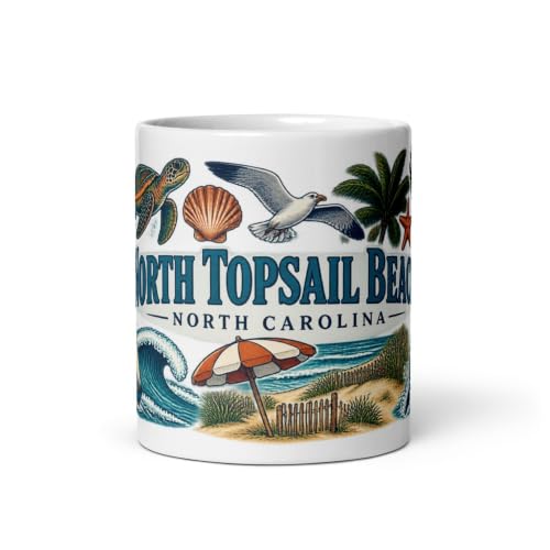 North Topsail Beach North Carolina Souvenir Full Wrap White Mug - 11 Ounces