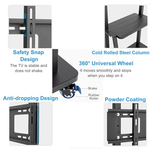 Soporte móvil para TV de piso ajustable en altura miniatura 4