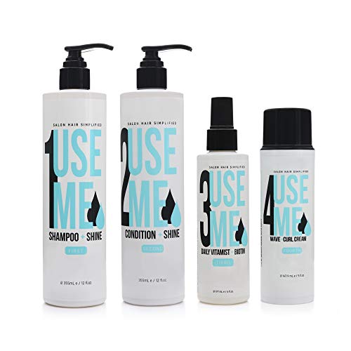 Use Me Hair Must Have It All Set-Shampoo, Conditioner, Daily Vitamist + Biotin, Wave + Curl Cream, Hydrating, Strengthening, Hair Detox, For Frizzy or Dry Hair, Paraben and Sulfate Free