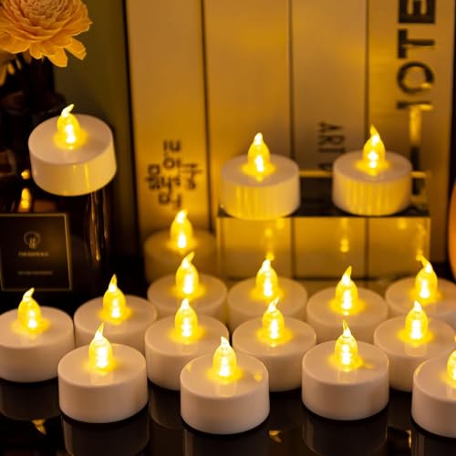 YiYFiT Velas de té LED románticas, paquete de 24 velas parpadeantes con luz amarilla cálida, perfectas para bodas y viviendas, crea un ambiente acogedor
