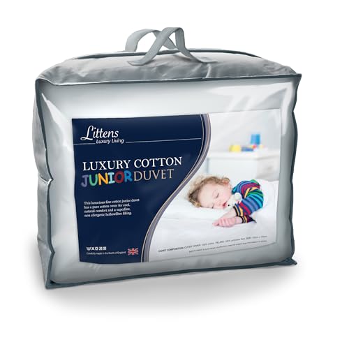 Littens 10.5 Tog Winter Extra Warm Thermal Breathable 100% Cotton Junior Cot Bed Toddler Baby Hollowfibre Duvet Quilt (120cm x 150cm) UK Made