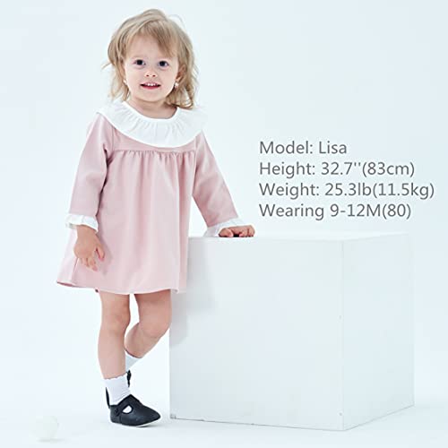Milki Rabbit Toddler Baby Girl Dress Long-Sleeve Ruffled Spring Fall Princess Dresses (6-9 Months) Pink #TOP4