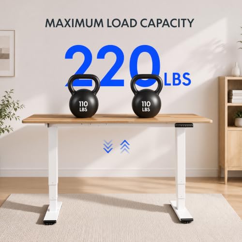 Image of FLEXISPOT E6 Solid Wood Dual Motor 3-Stage Electric Standing Desk, 55 x 28