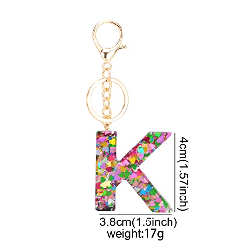 Oliigii Bright Love Letter A-Z Keychain Resin Key Ring Sparkly Glitter Key Chain Bag Purse Charm Accessories (H) #TOP1