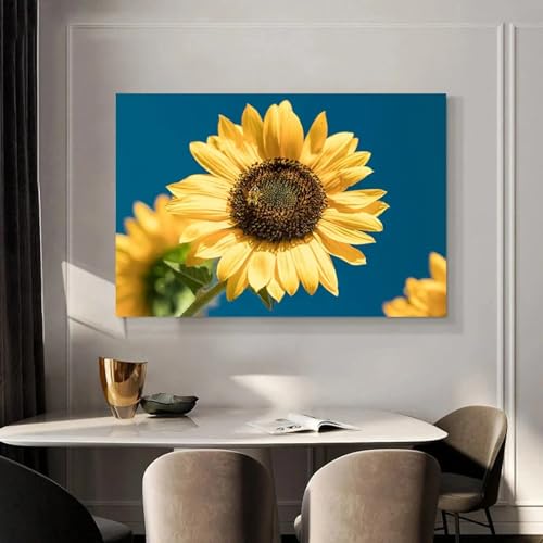 Toile Tournesols ciel bleu grand format pour habiller un mur blanc vide