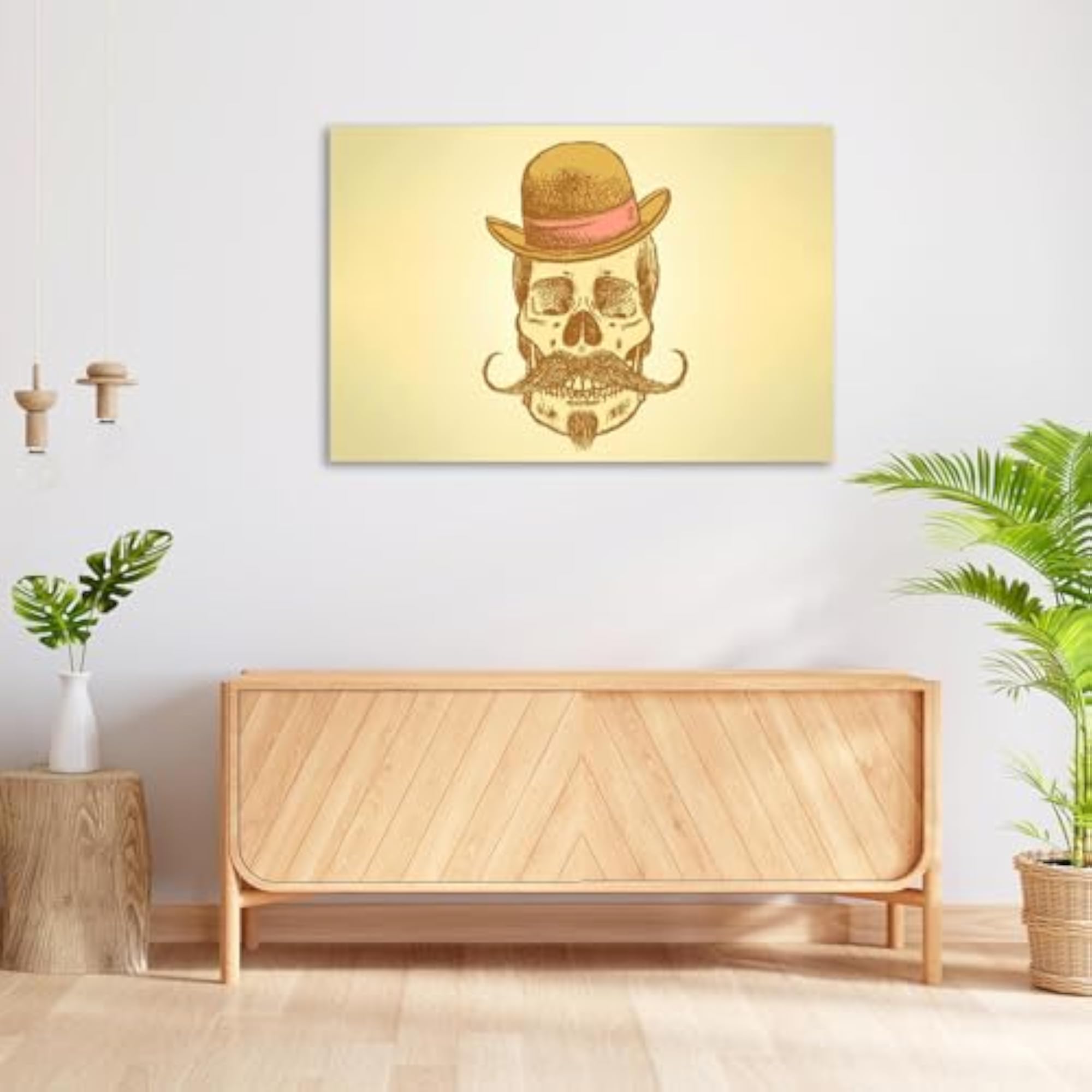 Scull with Mustache Peel & Stick Vinyl Wall Sticker