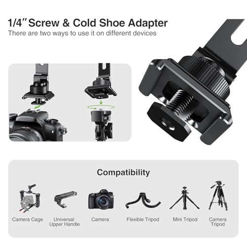 Image of elitehood Magsafe Tripod Mount with Cold Shoe & Arca Port & 1 /4 inch Thread, Aluminum Magnetic iPhone Tripod Mount Adapter for Camera, Adjustable Camera Phone Holder Attachment for iPhone & Smartphone